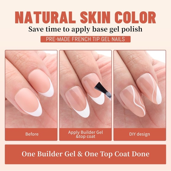 French Gel Nail Tips Medium Almond - 240PCS 4-IN-1 Matte  Pre-Top & Pre-colored - Picture 3 of 10